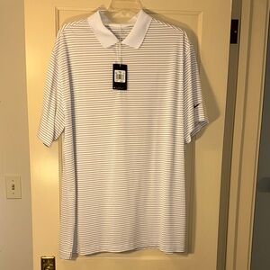 Nike Men's 3XL White and Black Striped Polo Stay Cool Standard Fit Golf Polo